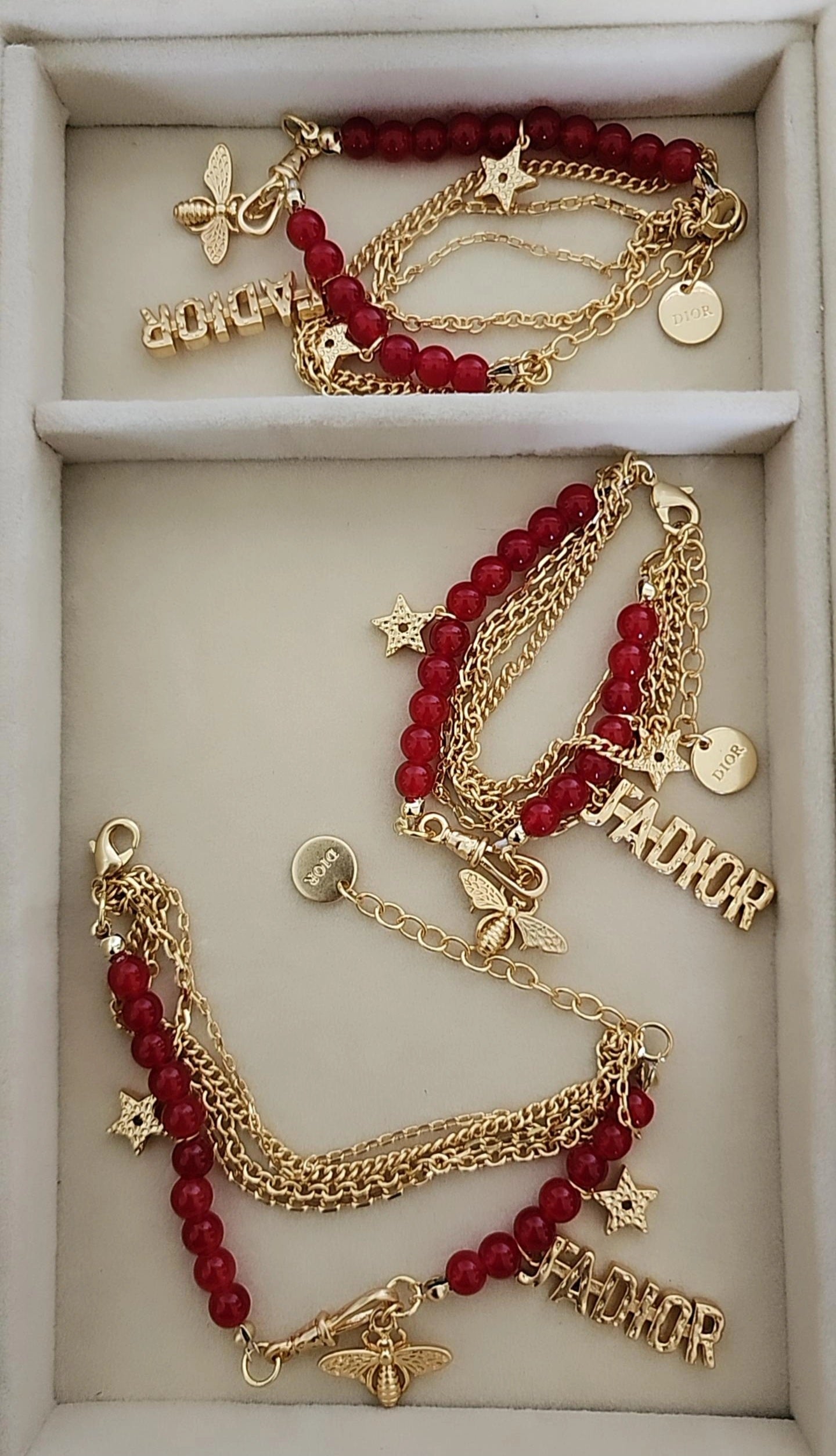 J/Bracelet with Red Beads