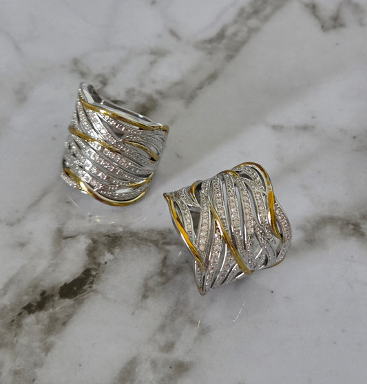 Two-Tone Crystal Weave Ring