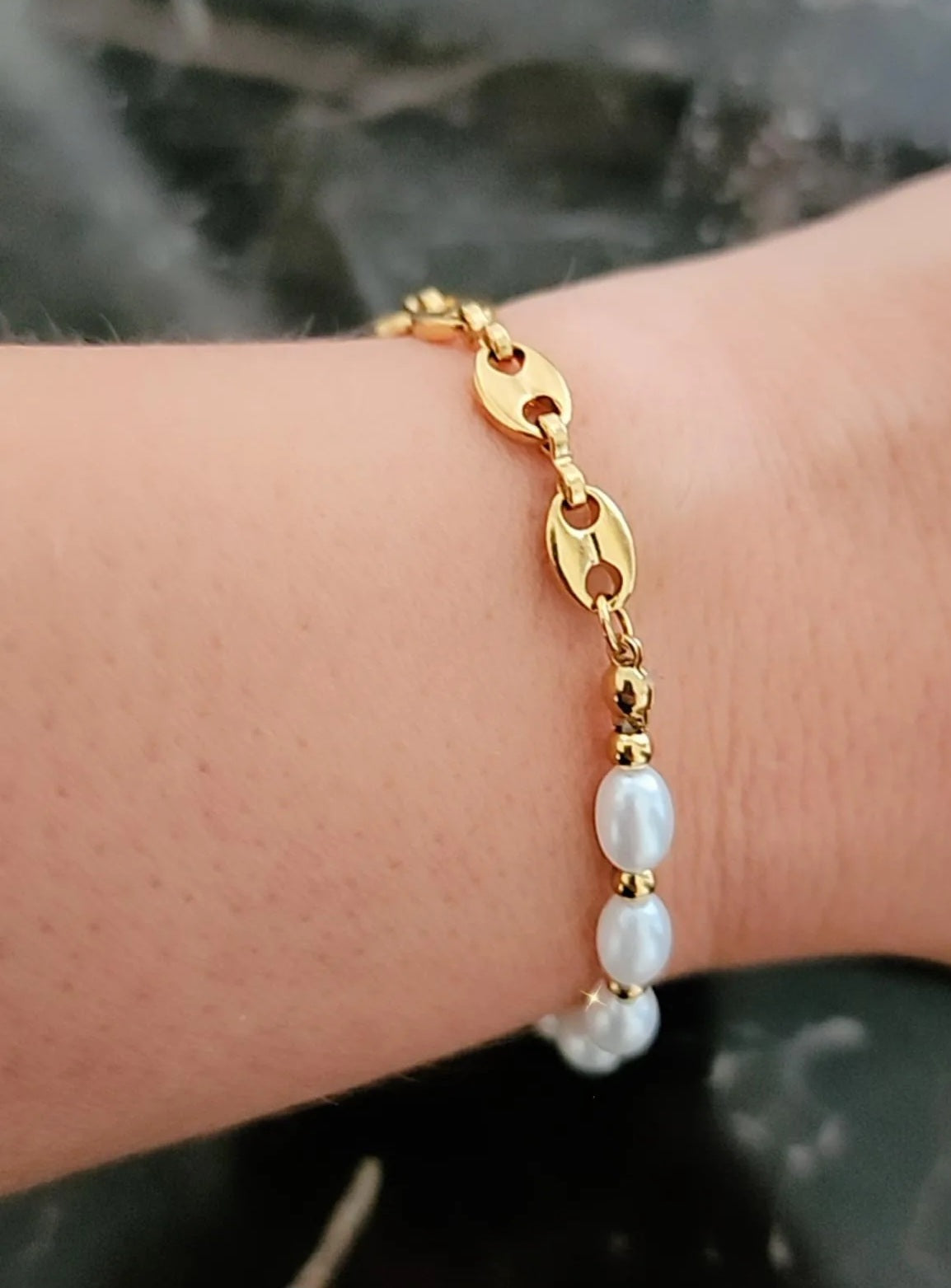 Pearl Bracelet With GG Weave