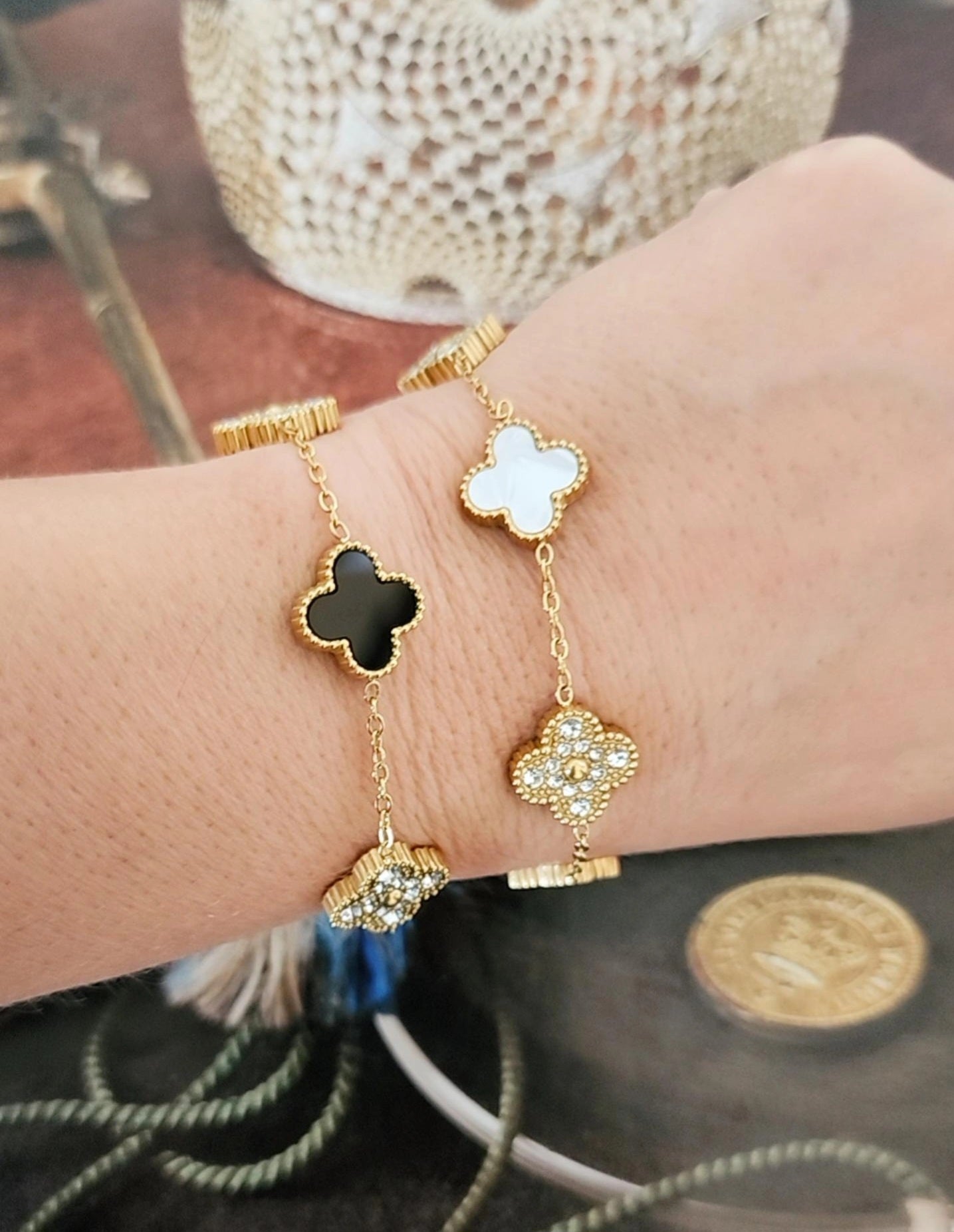 Clover with Stone Bracelet