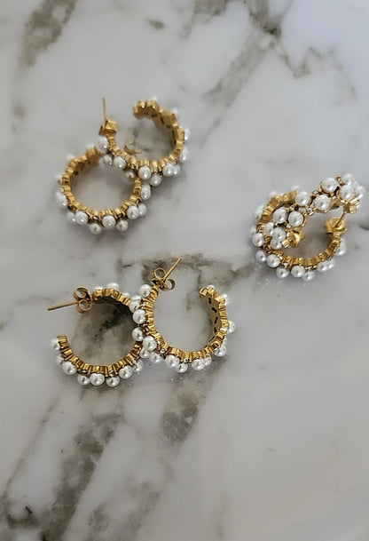 Two- line Pearl Earrings