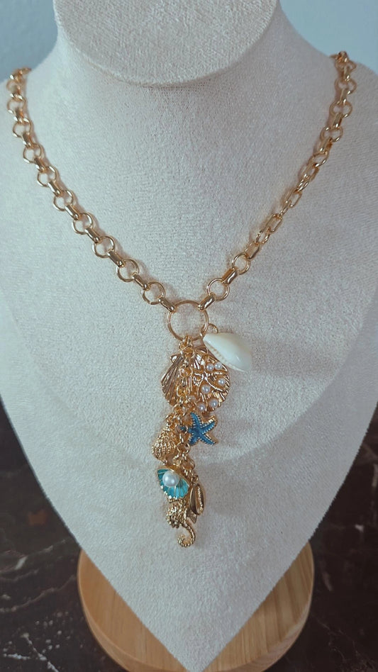 Seahorse & Pearl stone Necklace